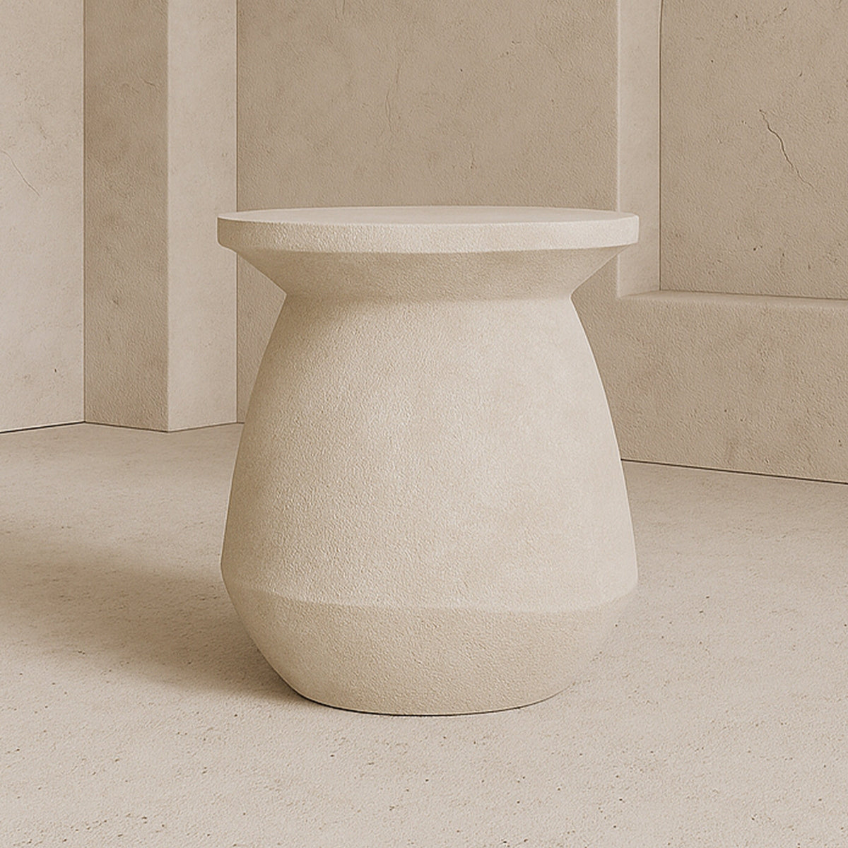 Poki Side Table - Ivory Stucco