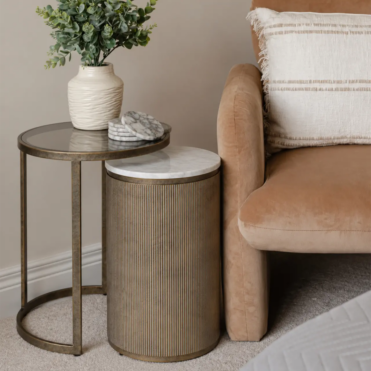 Bellara Aged Gold Set of Two Nesting Side Tables