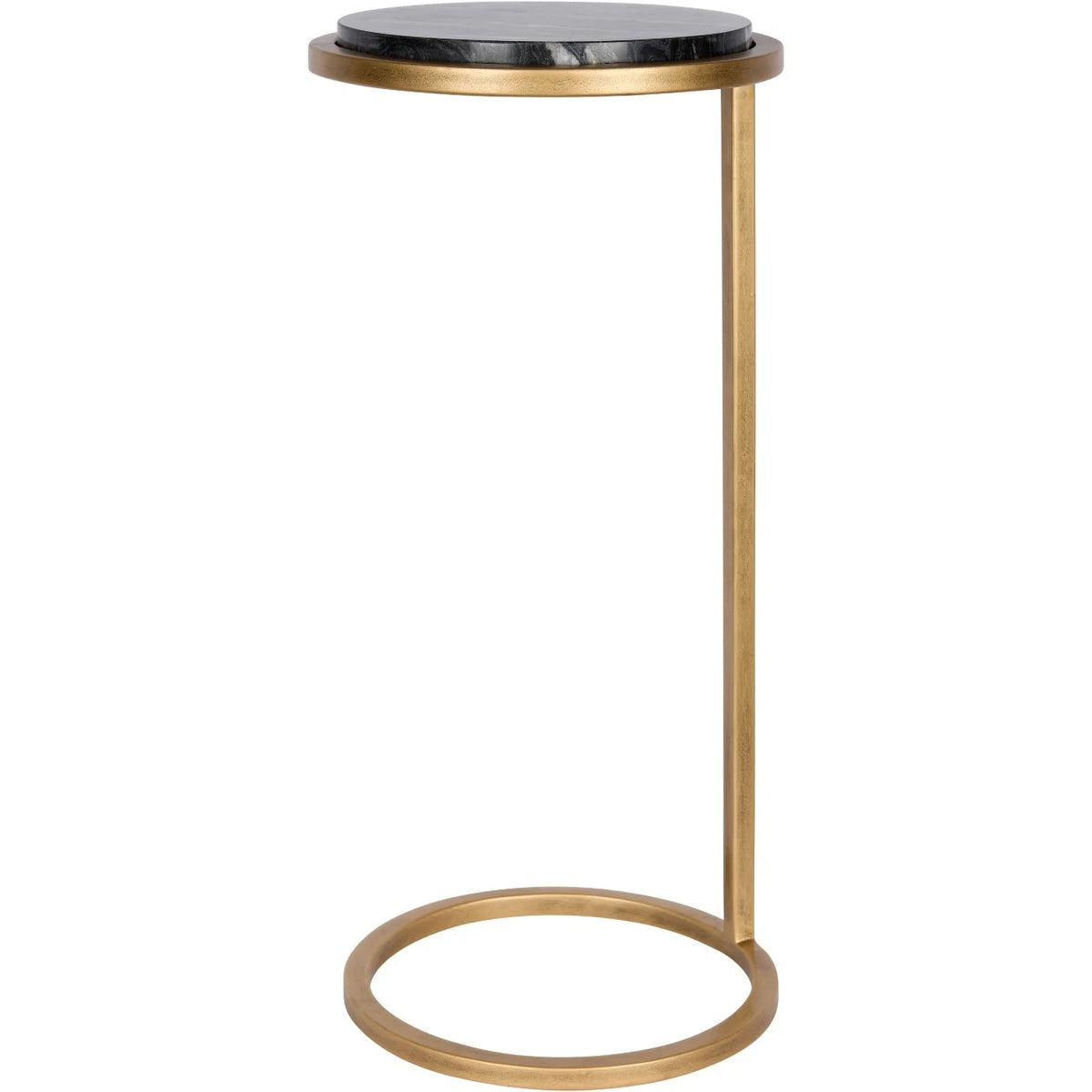 Luna Accent Table Black Marble Aged Gold Frame