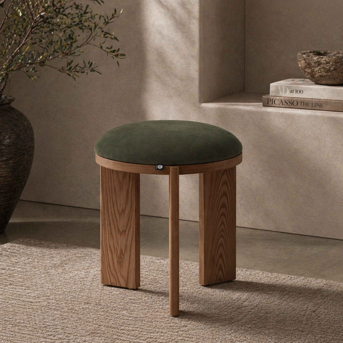 Lia Foot Stool - (Crib 5) Hopper Moss & Brushed Brown