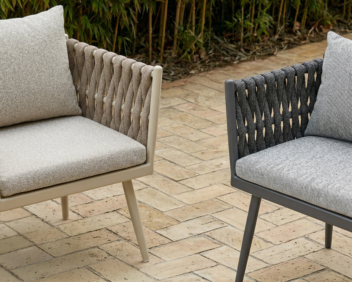 Charly Outdoor Dining Chair - (Crib 5) Forest Beige & Warm Ivory