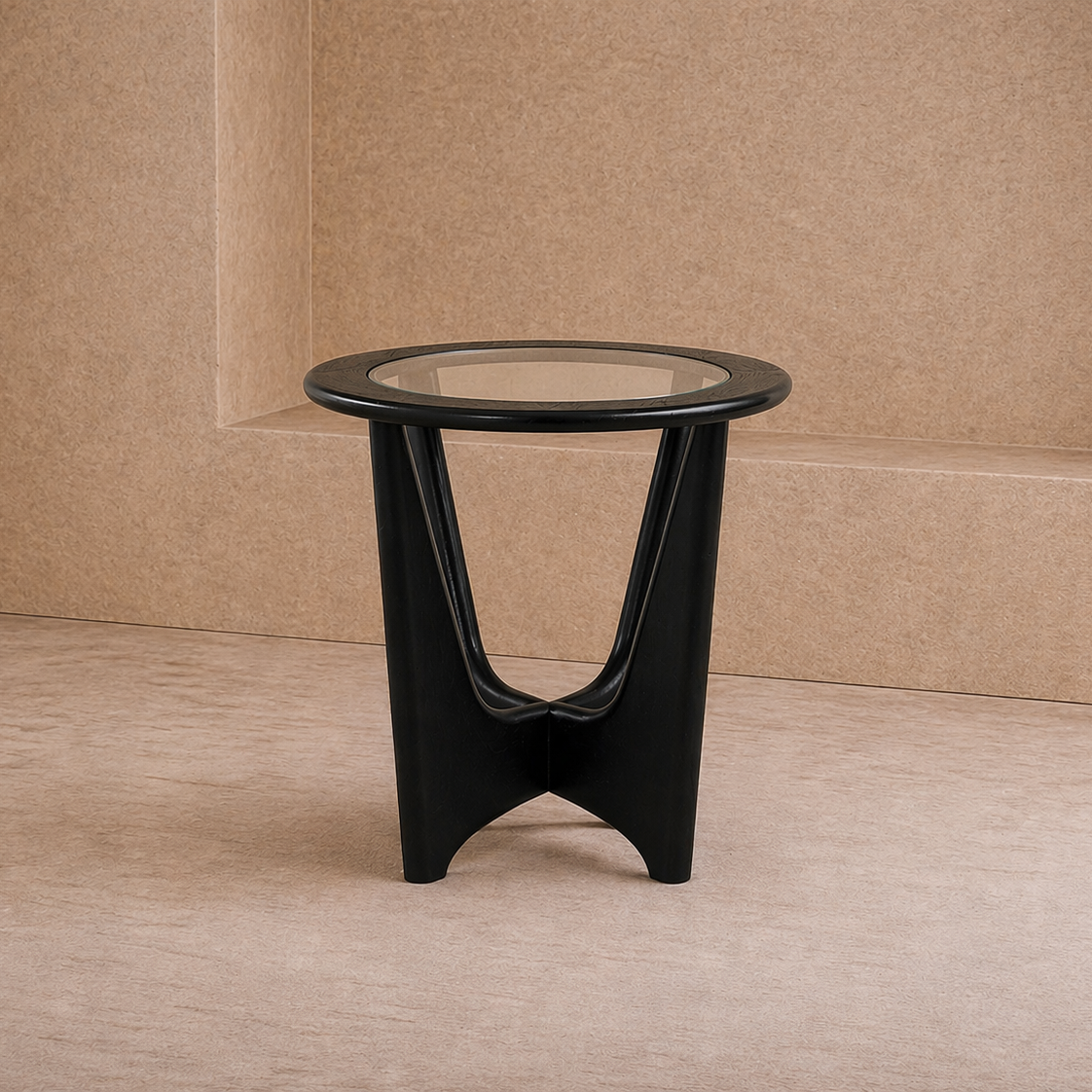 Sculpto Side Table - Clear Glass/Wenge