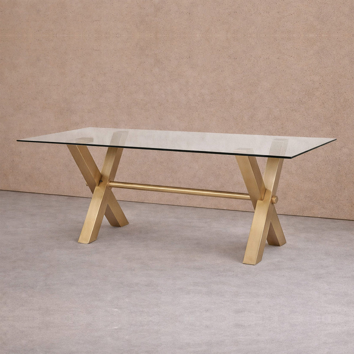 Zaha Dining Table - Clear Glass/Brushed Brass