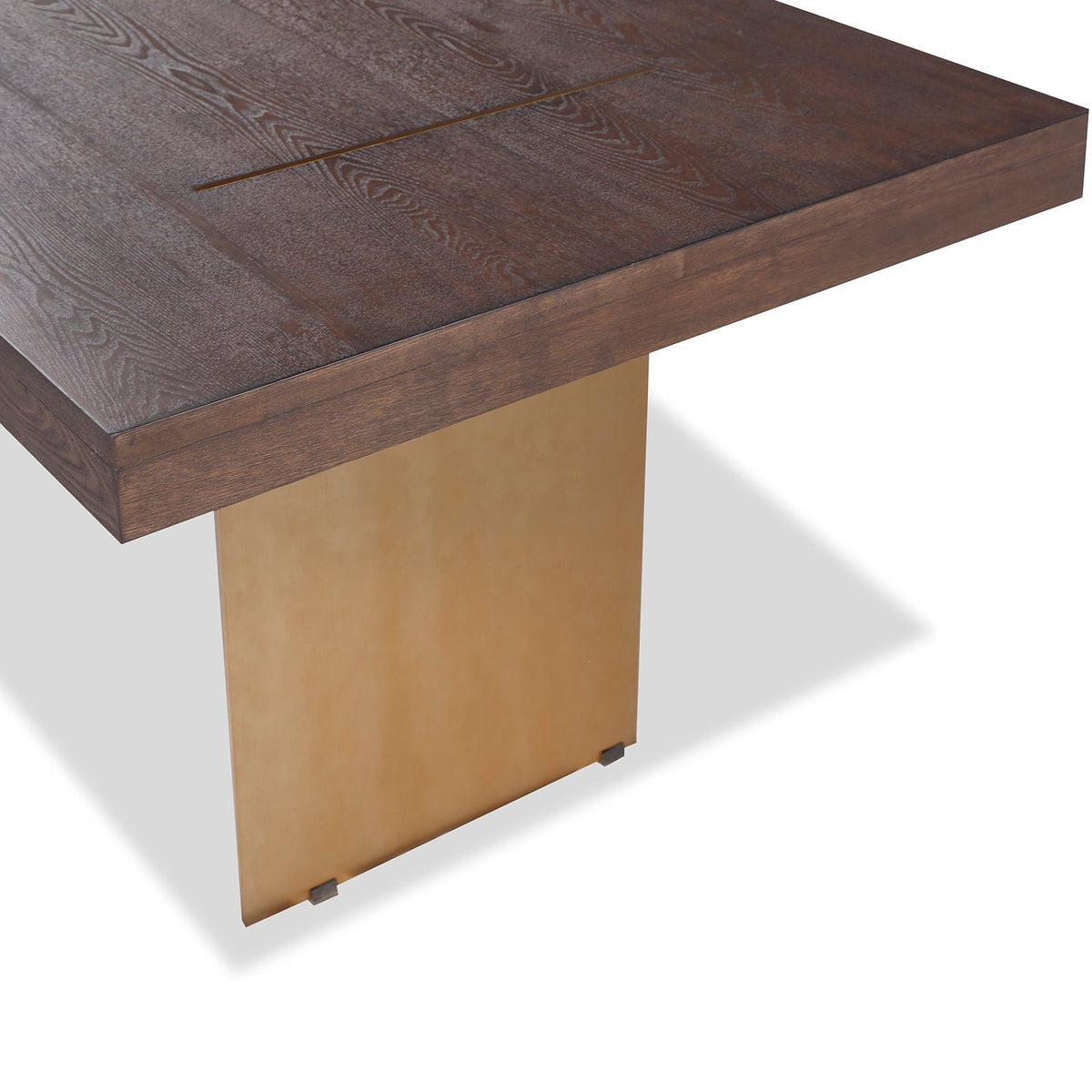 Unma Dining Table - Dark Brown Ash/Dark Brass
