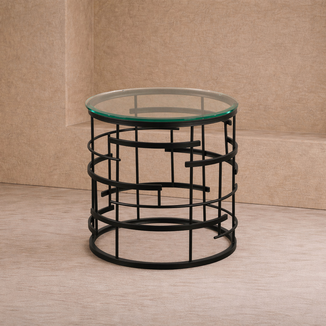 Viena Side Table - Clear Glass/Black