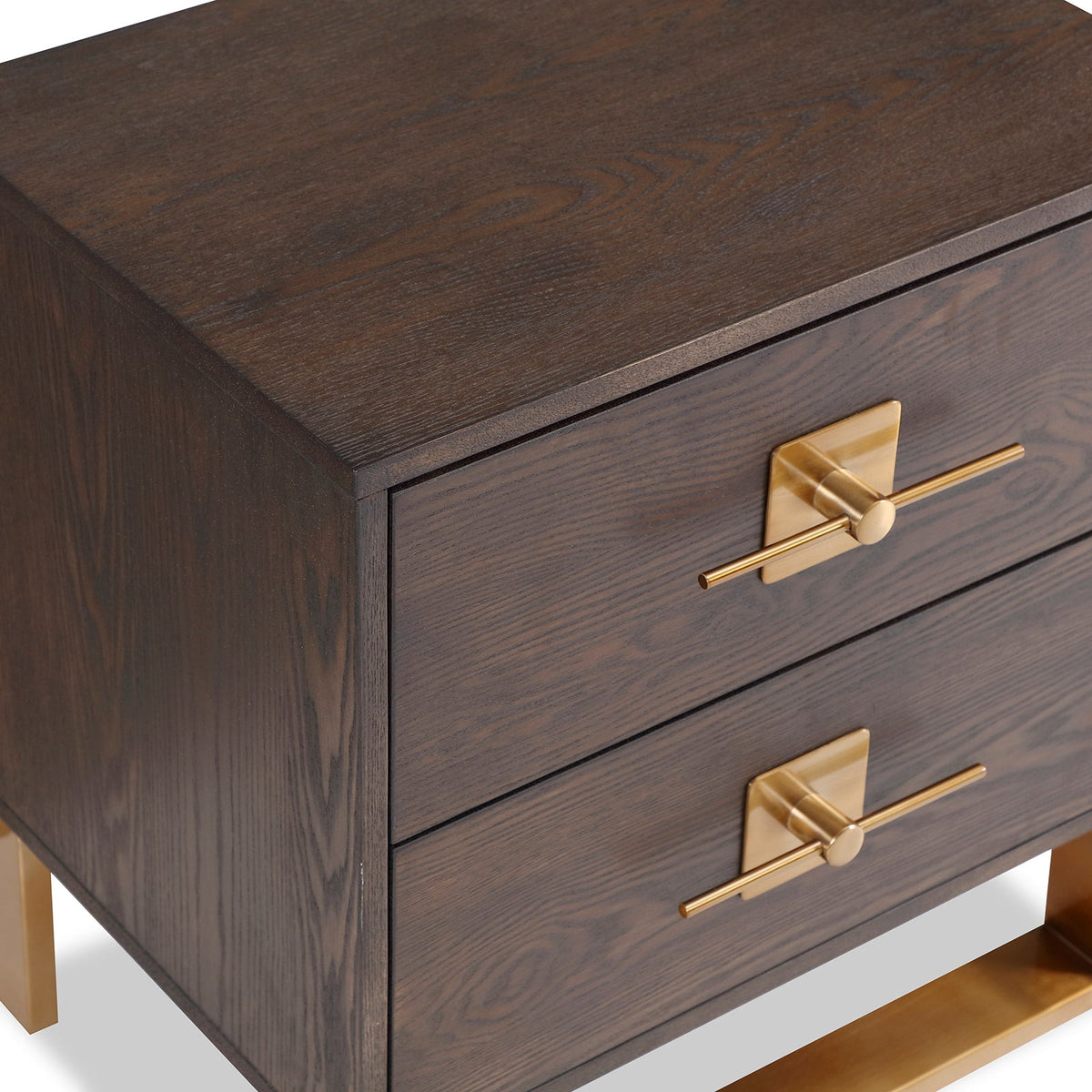 Ophir Bedside Table 2 Drawers - Dark Brown Ash