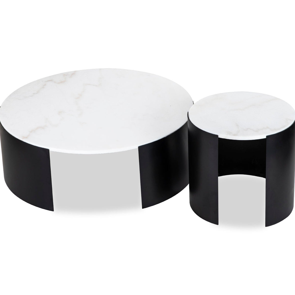 Samba Side Table - White Marble/Industrial Brown