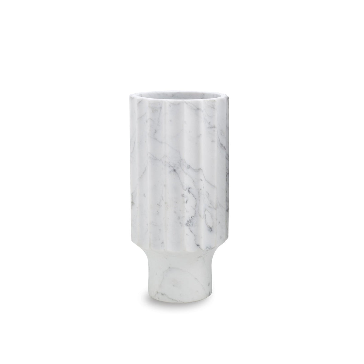 Marmo Fluted Vase II - Natural White