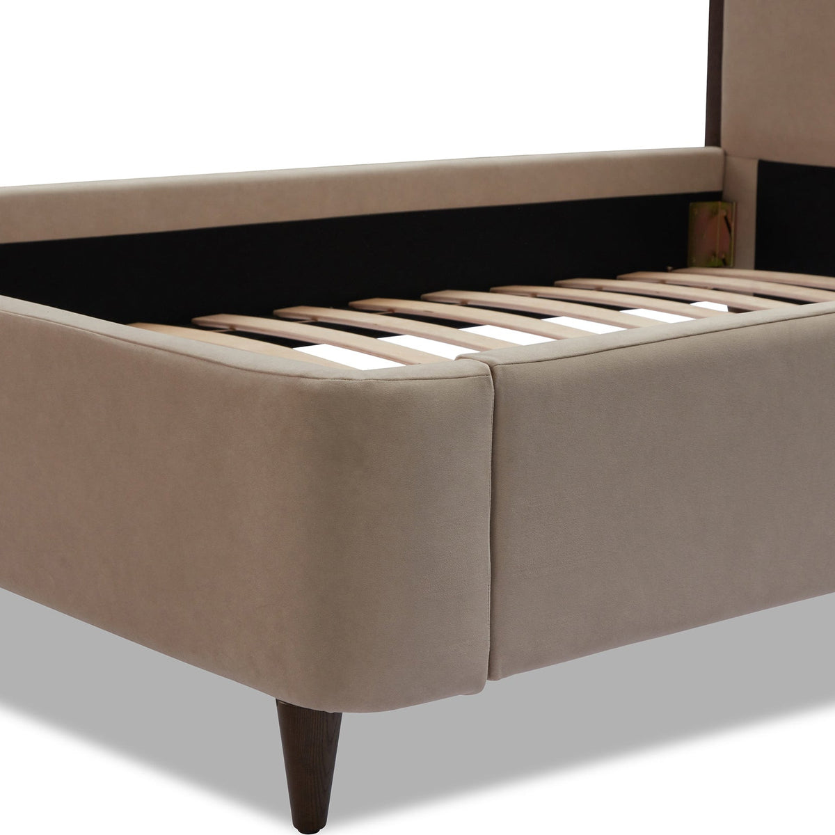 Palermo King Size Bed - Hopper Desert with Hopper Terra Border | Dark Brown Solid Wood