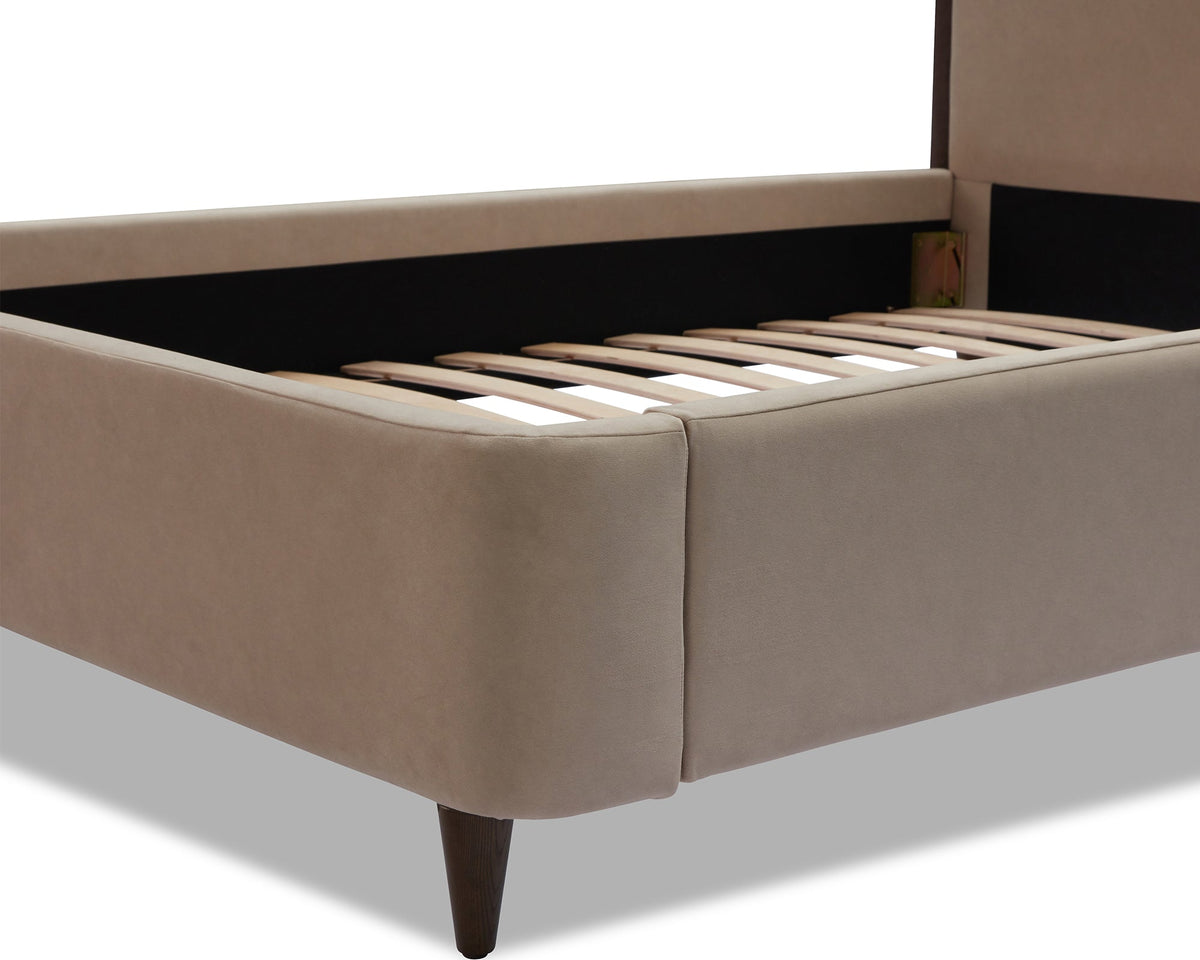 Palermo King Size Bed - Hopper Desert with Hopper Terra Border | Dark Brown Solid Wood