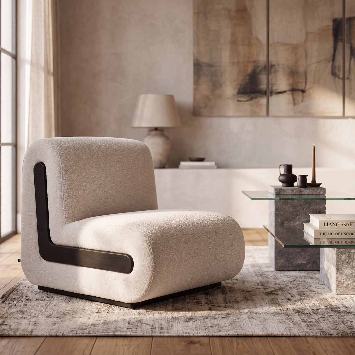 Bola Occasional Chair - Boucle Sand & Black