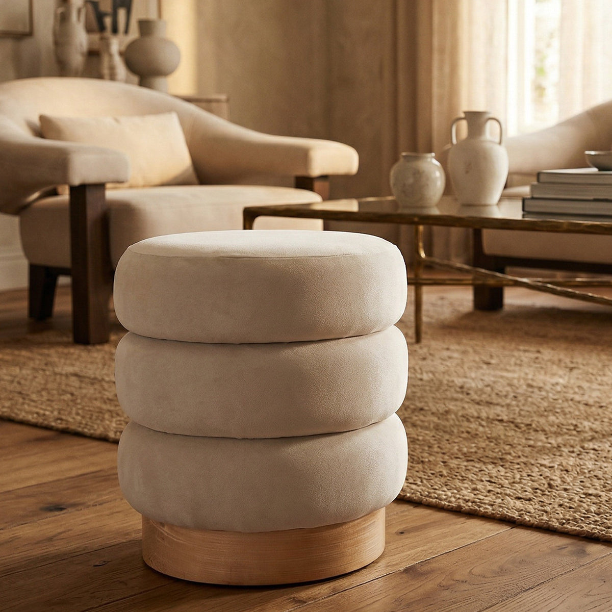 Trace Footstool - Hopper Desert | Natural Oak Solid Wood