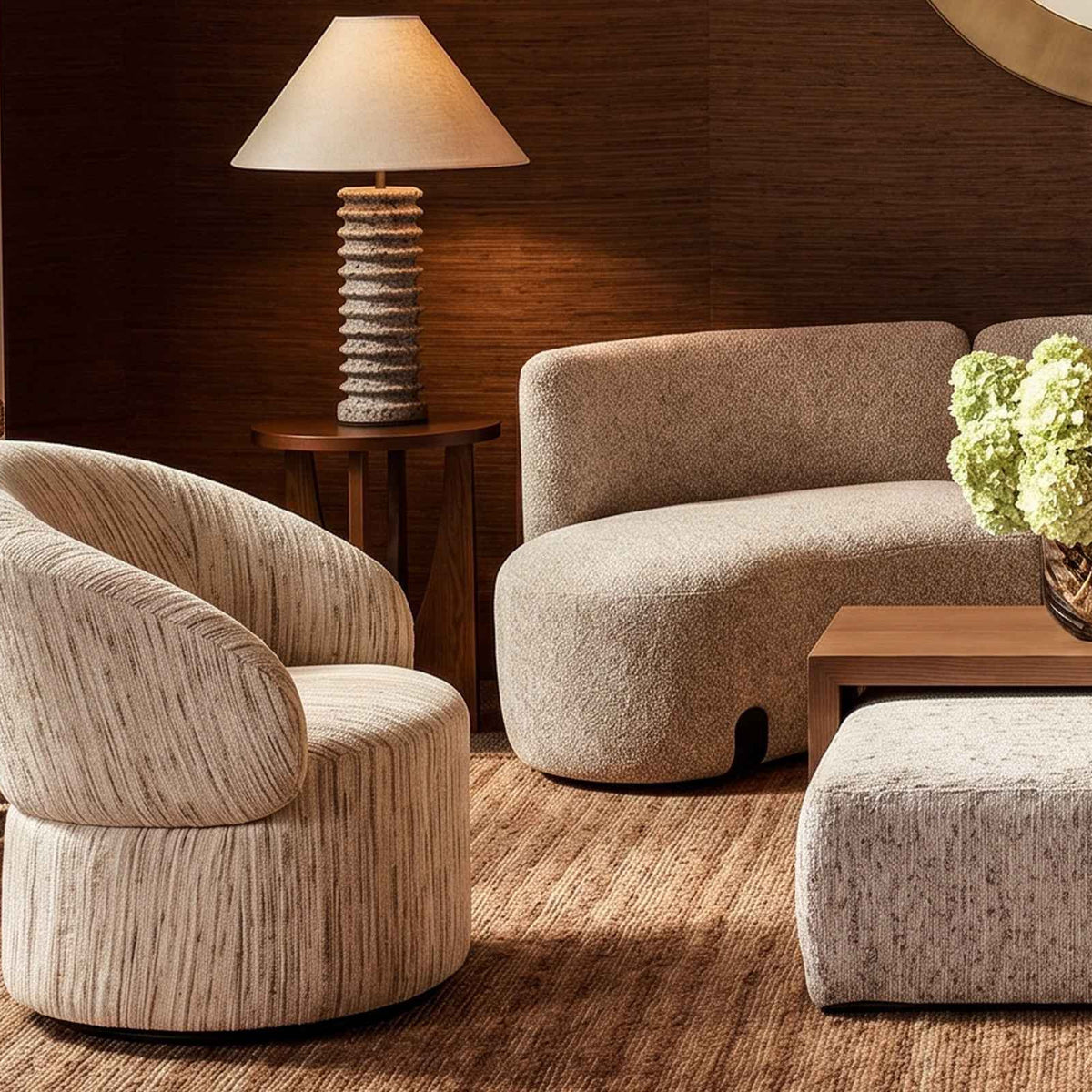 Aurelle Swivel Occasional Chair - Windsor Beige & Matt Black