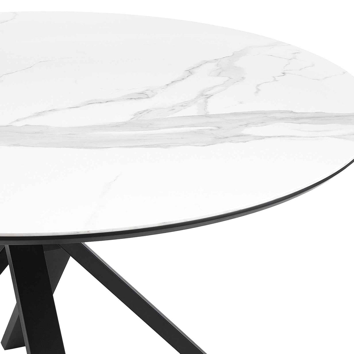 Aston Dining Table - White Ceramic/Matt Black