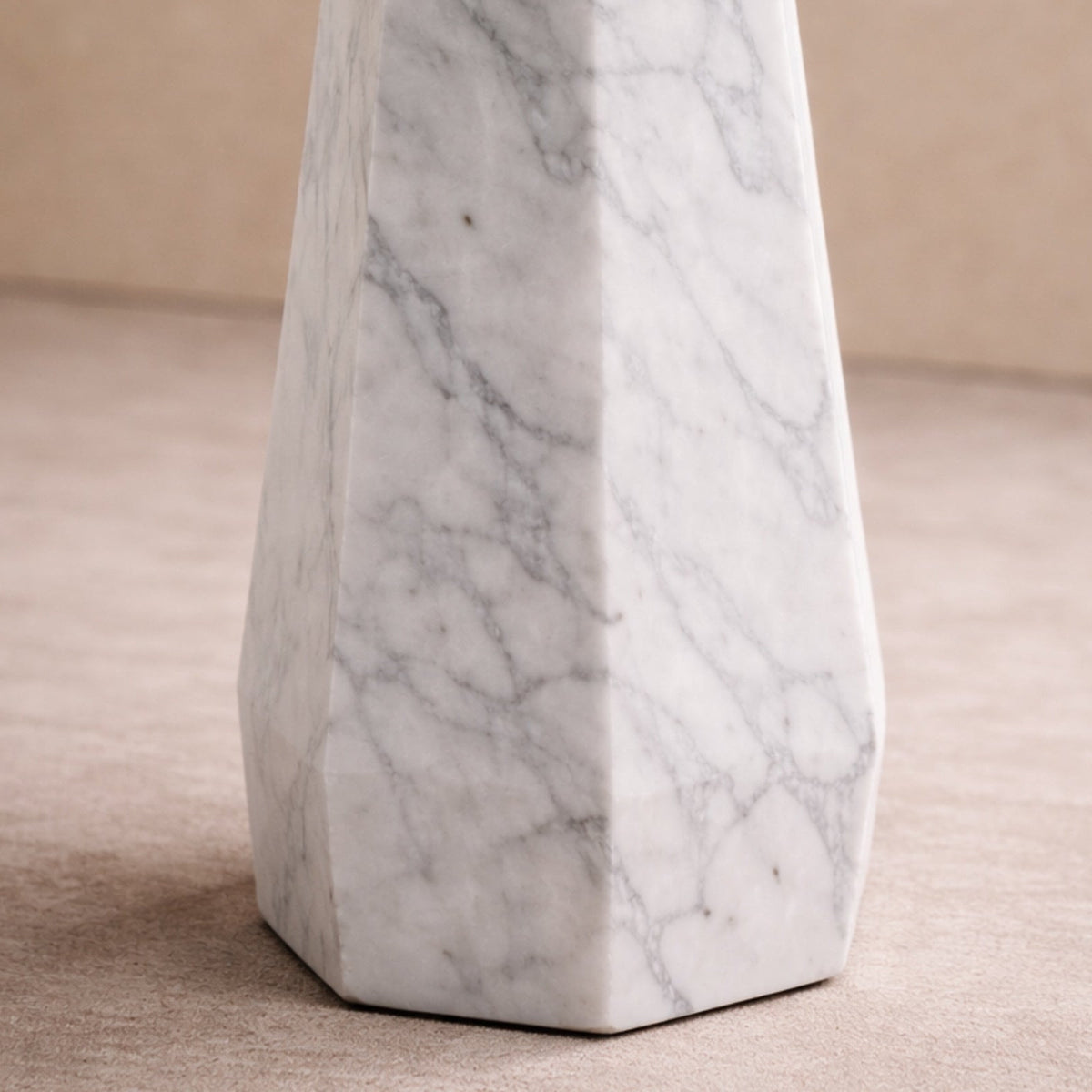 Hexagon Side Table - White Lady Marble