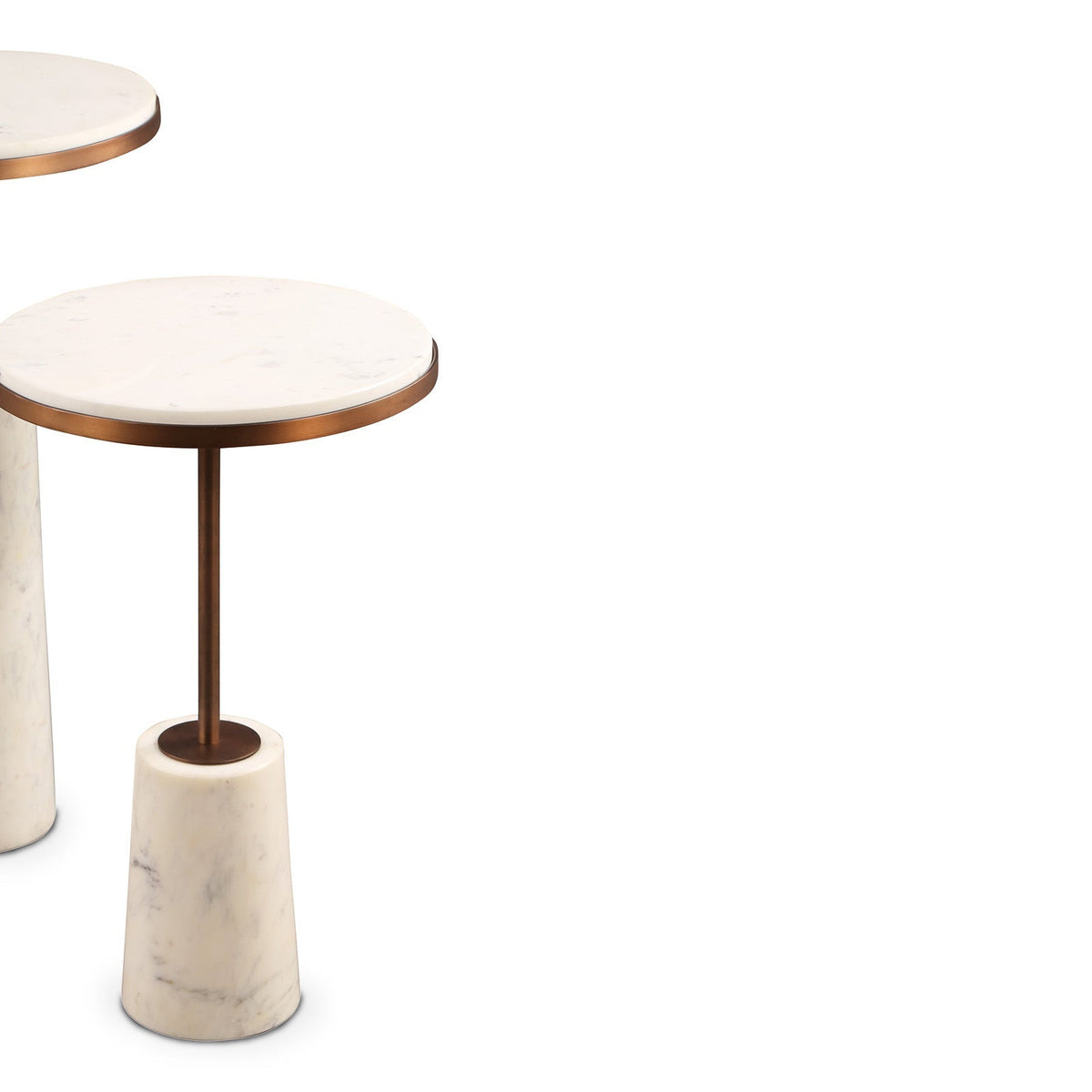 Notto Side Table (set of 2) - White Marble and Bronze