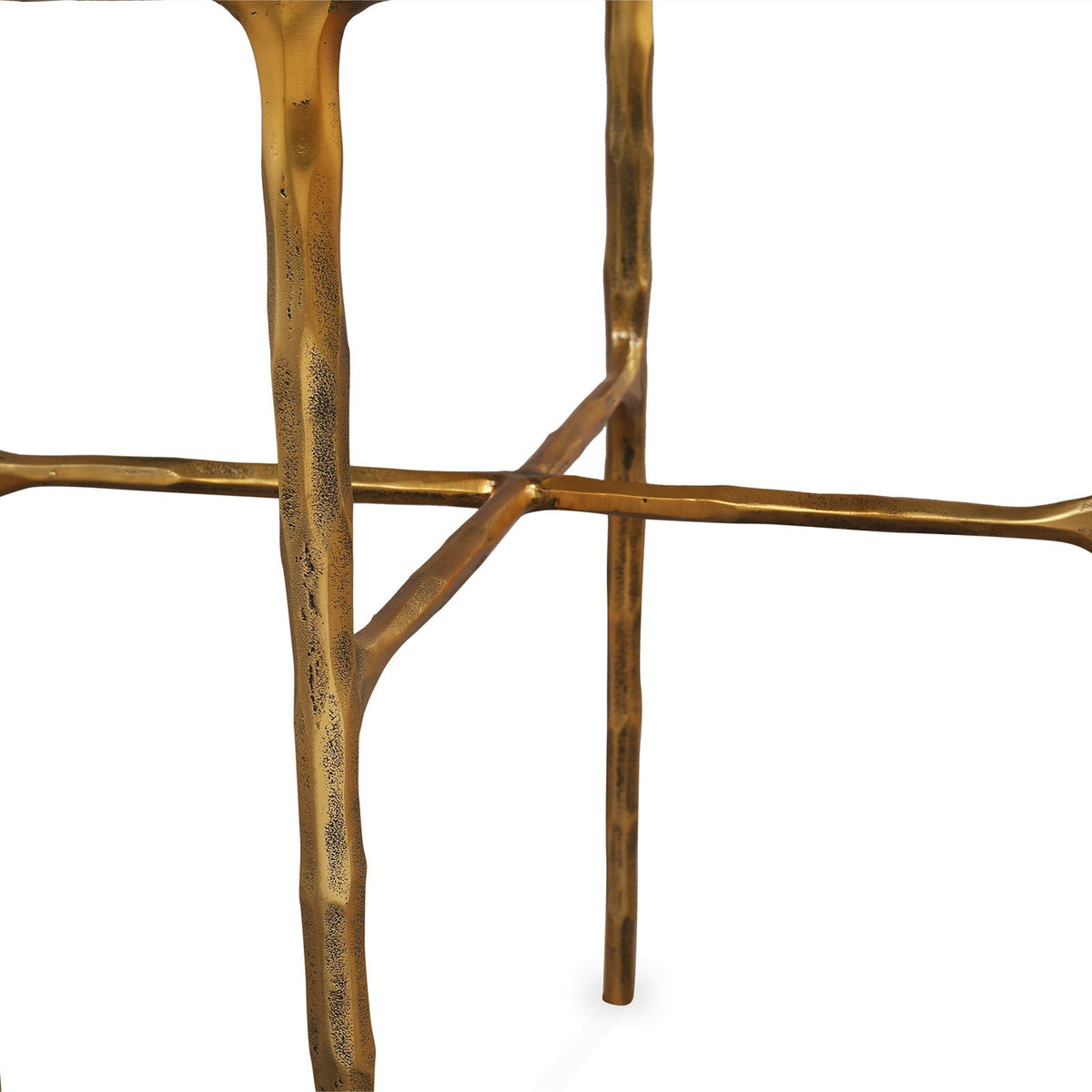 Cobra Side Table - Textured Antique Brass and Glass