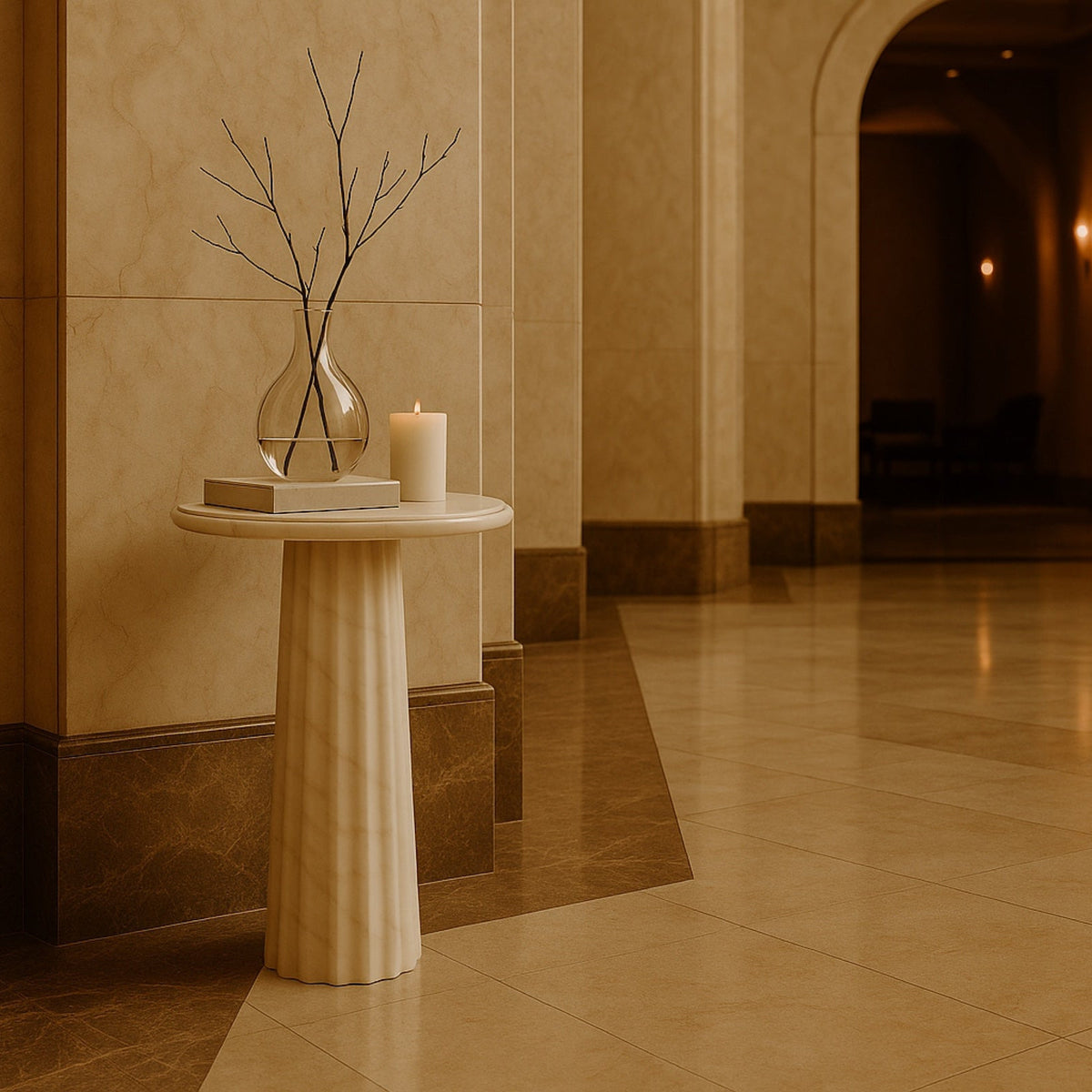Romano Side Table - White Marble