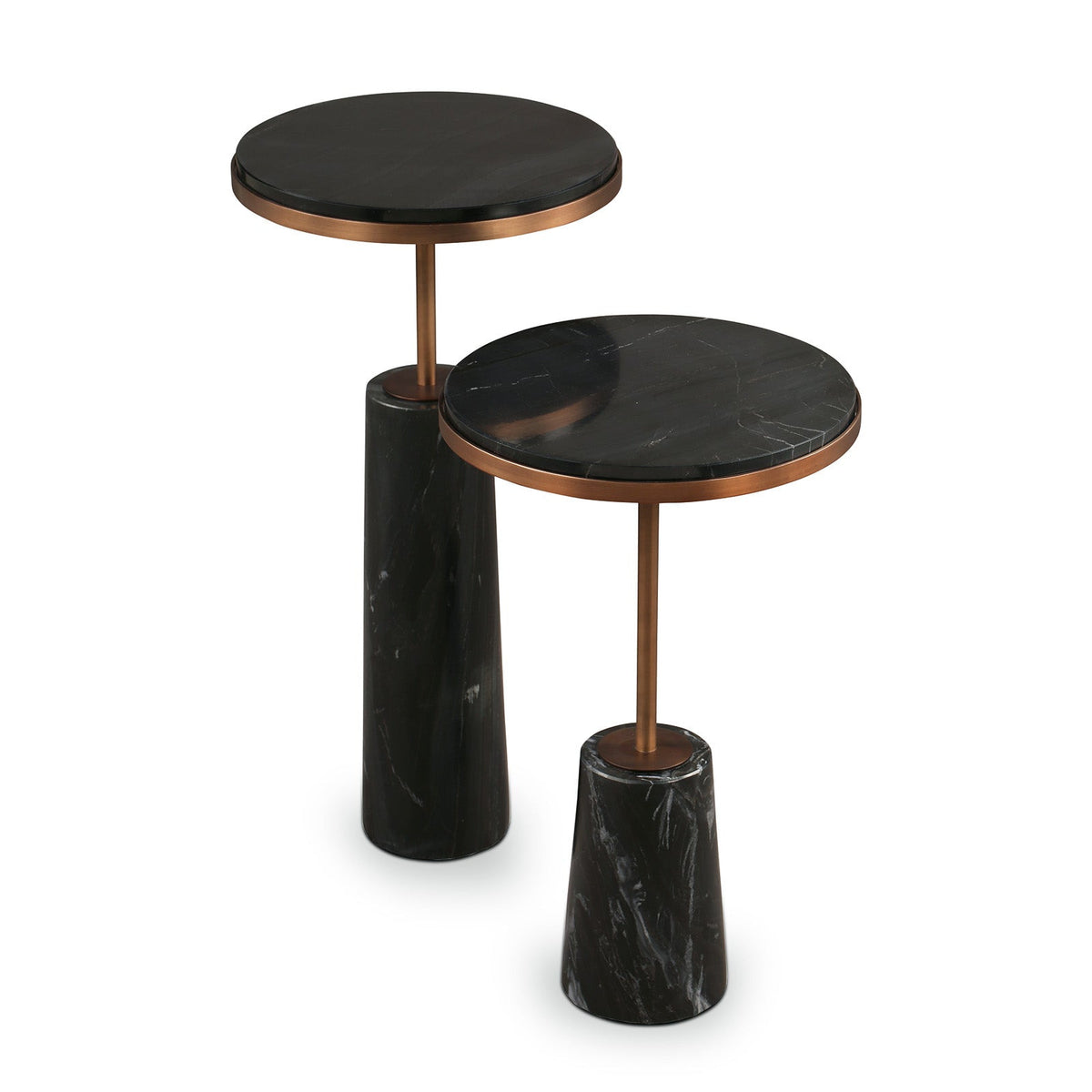 Notto Side Table (set of 2) - Black Marble Bronze