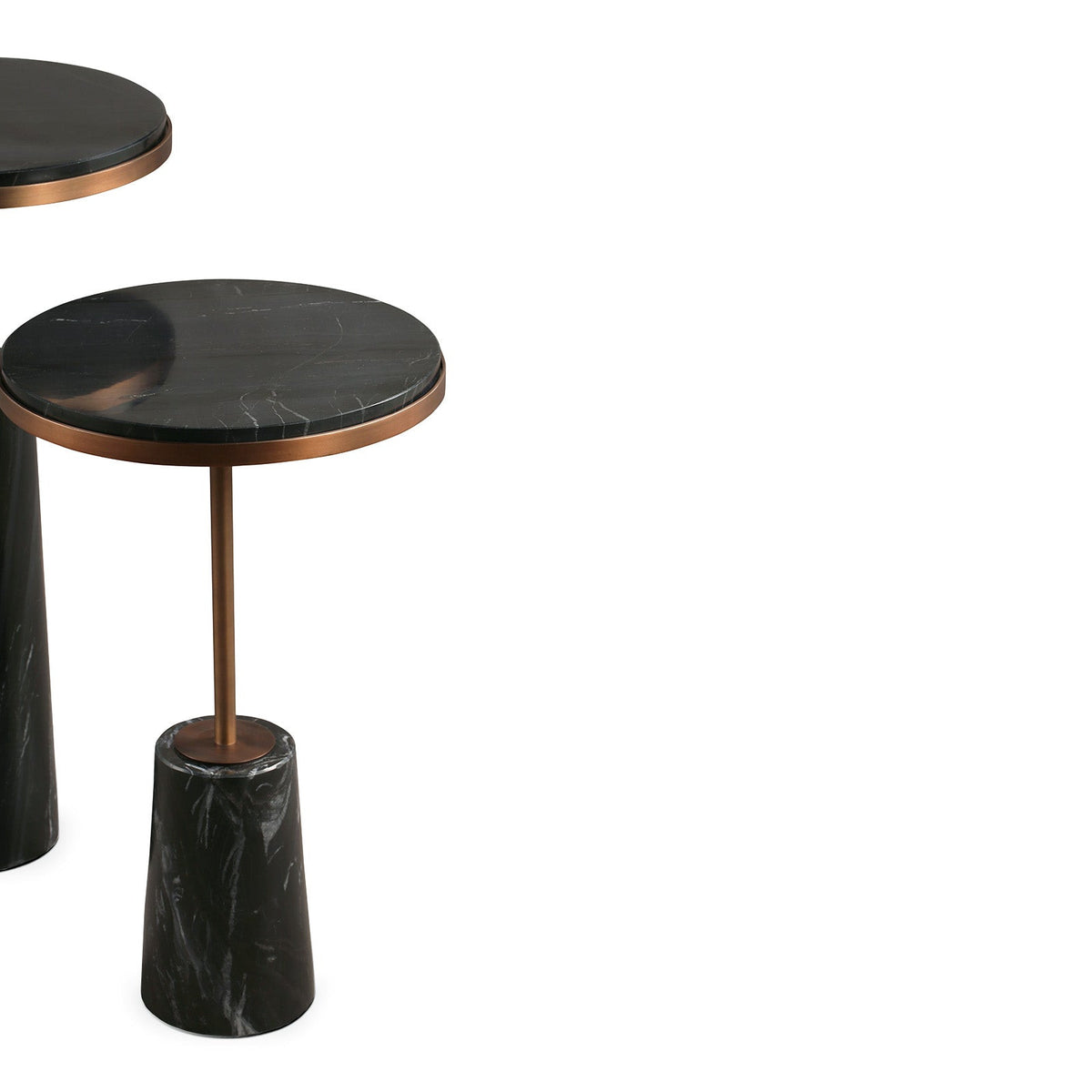 Notto Side Table (set of 2) - Black Marble Bronze