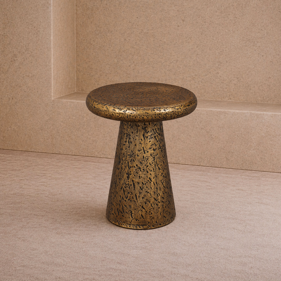 Cotto Side Table - Textured Antique Brass
