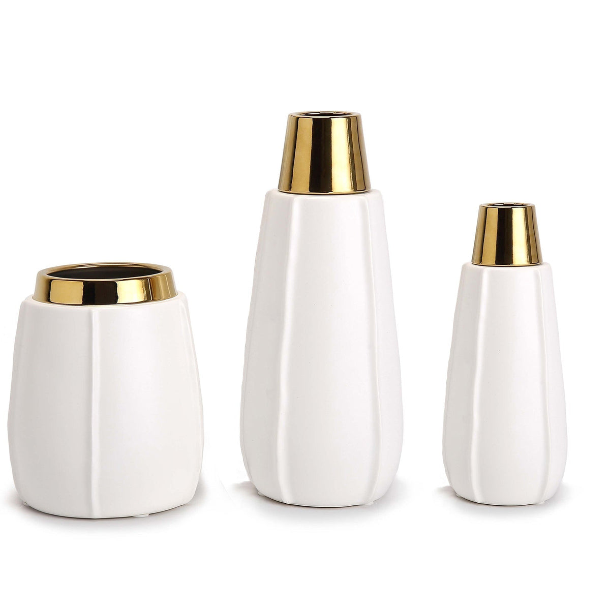 Vicar Vase - Large - White and Gold Ceramic