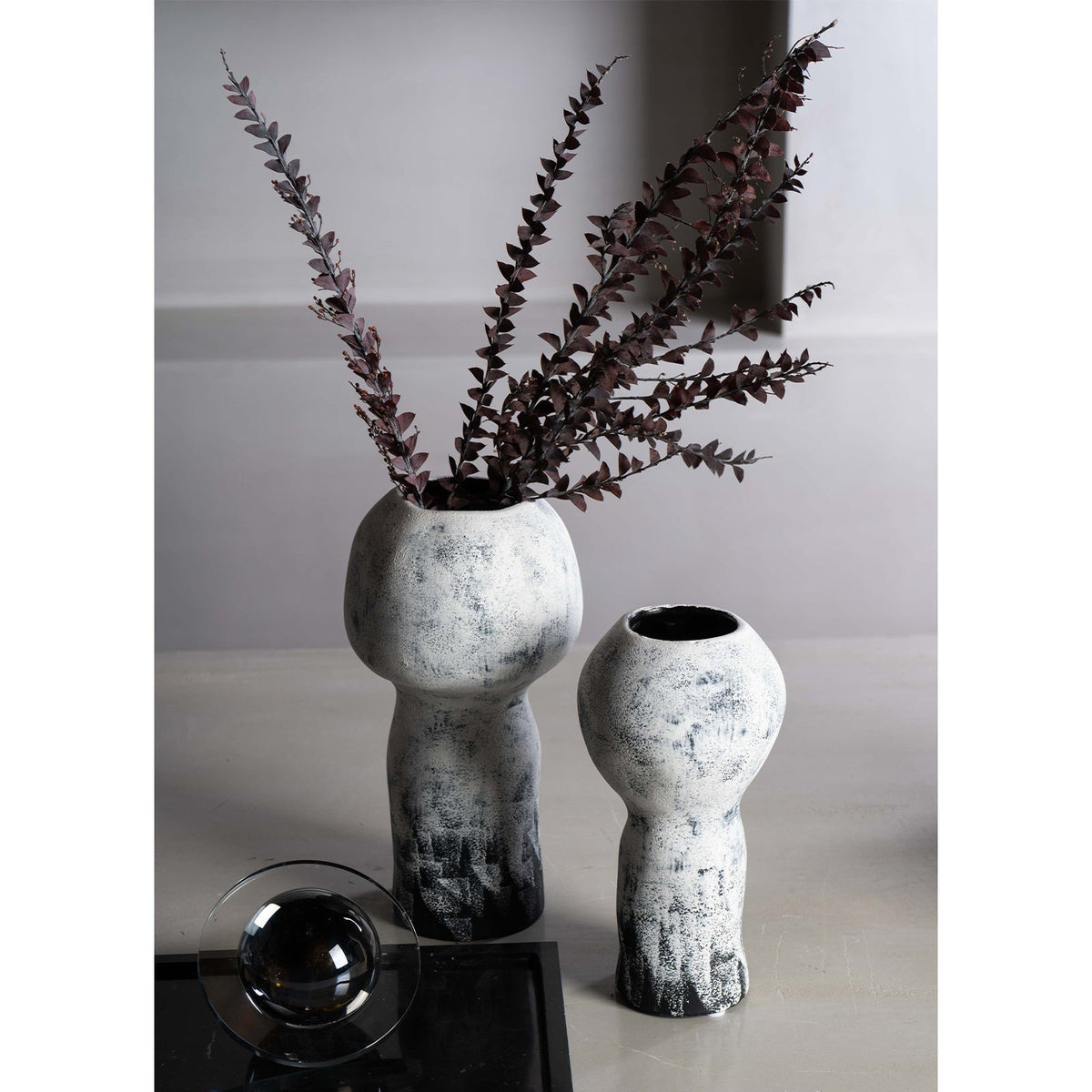 Lynton I Vase Large - Black and White Gradient