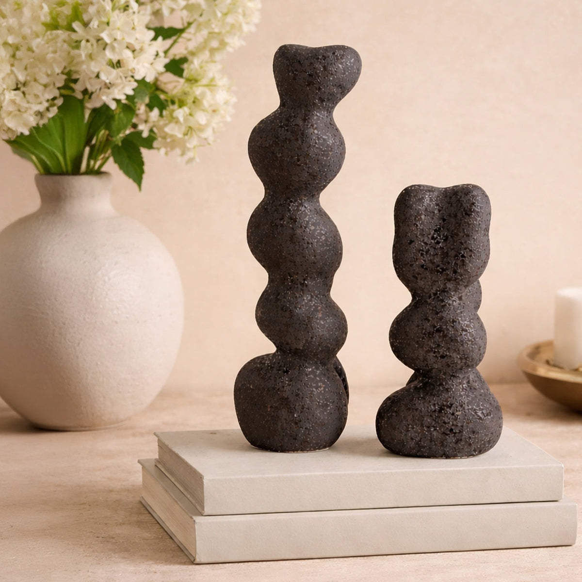 Ravena Small Sculpture - Charcoal Ceramic