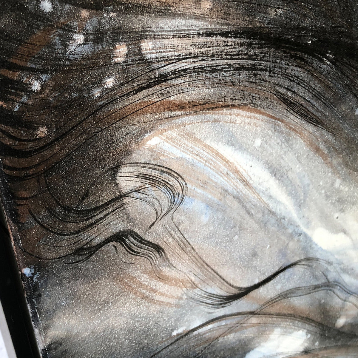 Caldera Oil Painting - Hand Painted/Black Wood Frame