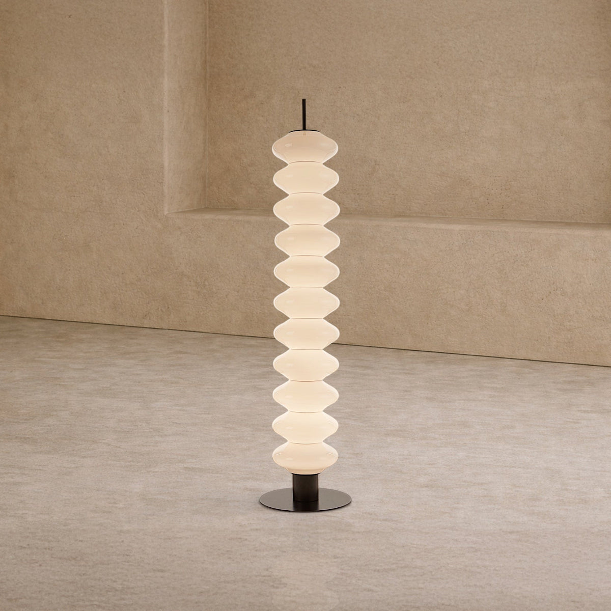 Jana Floor Lamp - Glass, Black Iron Base