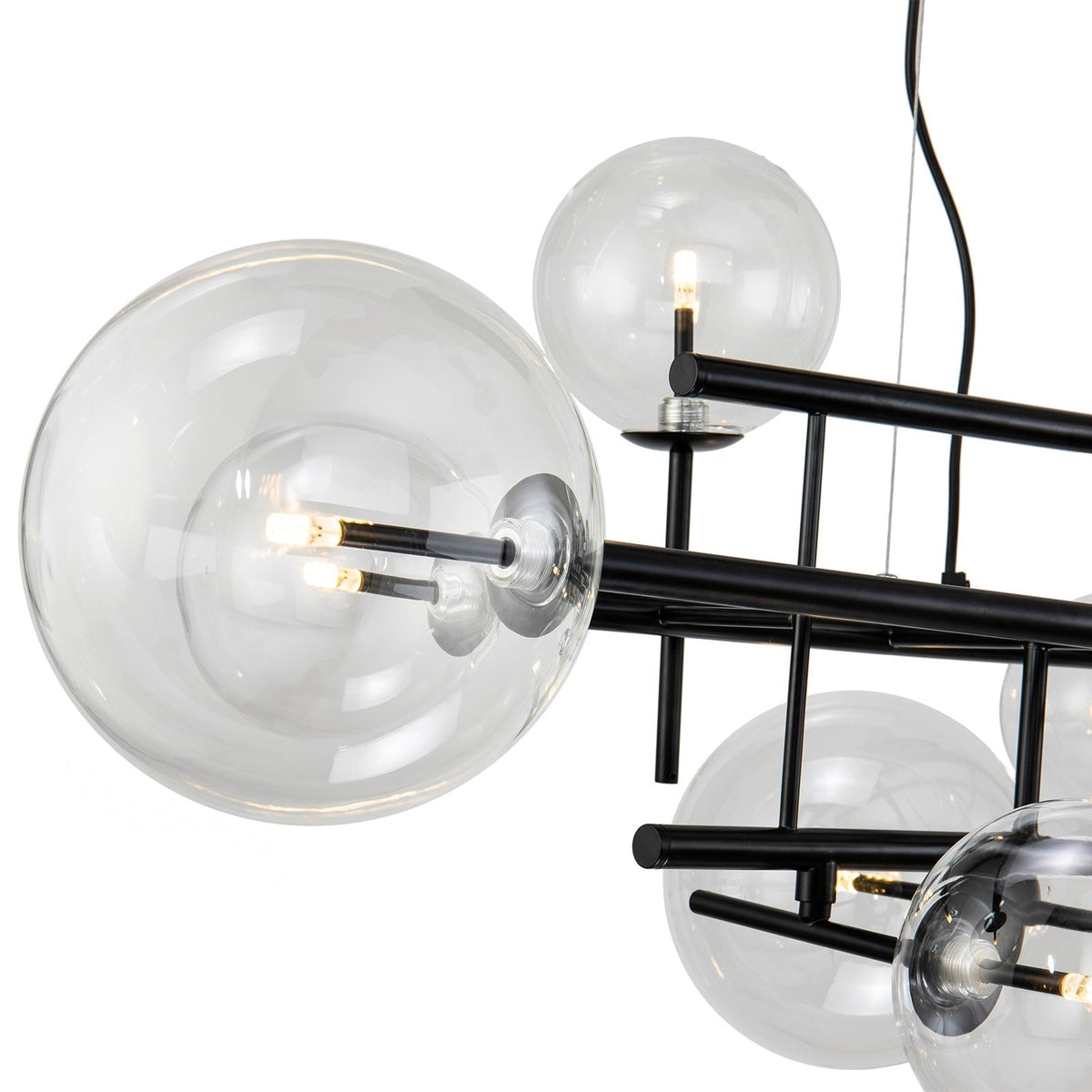 Icardi Pendant Lamp - Matt Black, Clear Glass