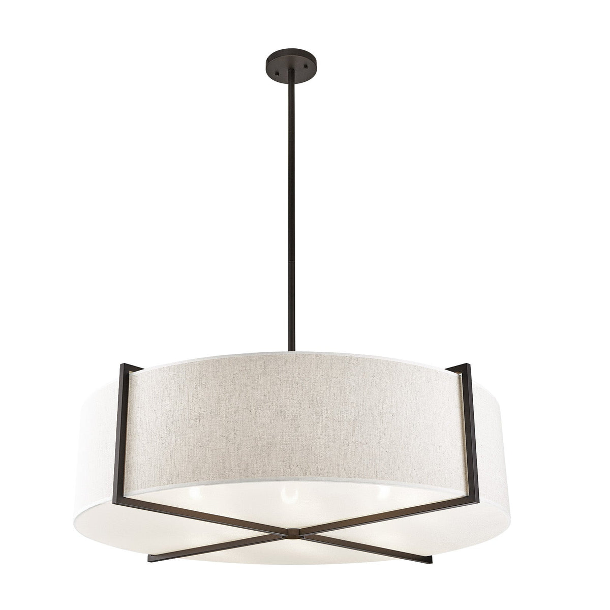 Sanderson Pendant Lamp Large - Textured Linen & Matt Black
