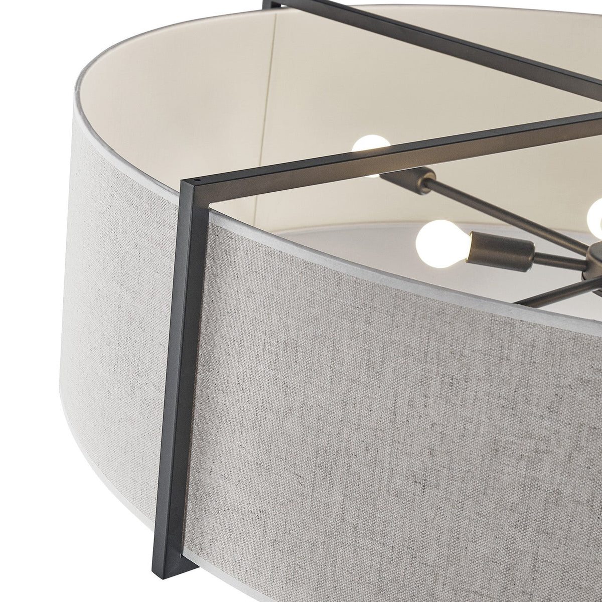 Sanderson Pendant Lamp Large - Textured Linen & Matt Black