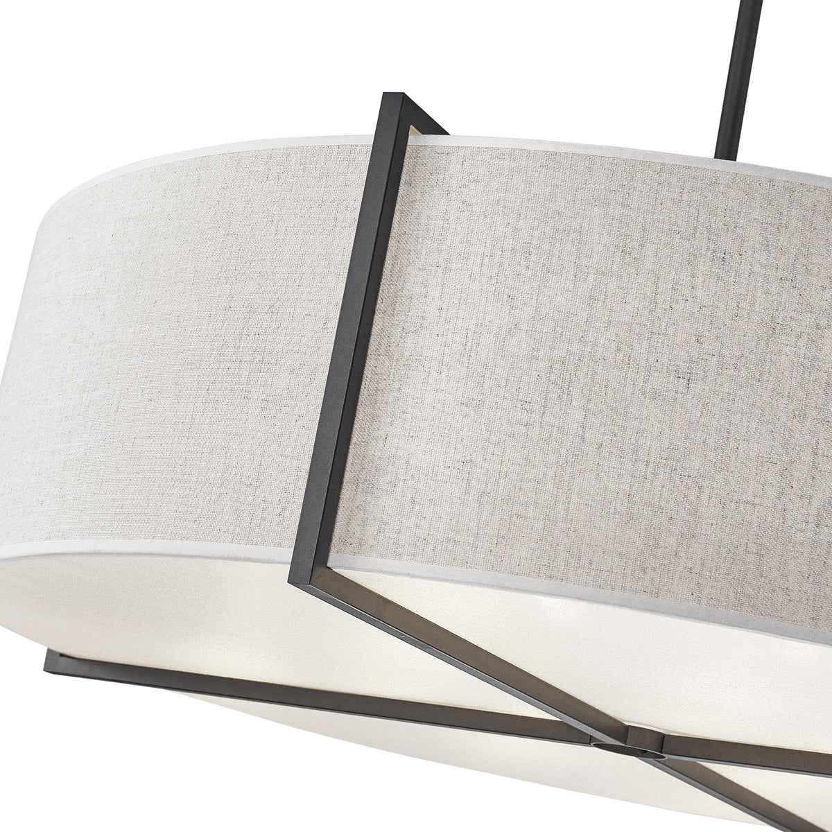 Sanderson Pendant Lamp Large - Textured Linen & Matt Black