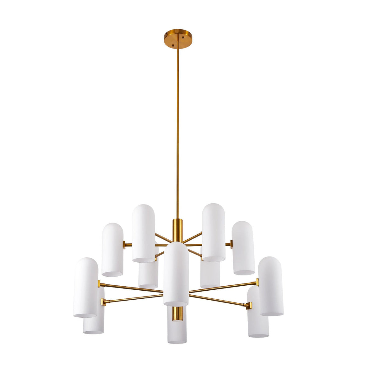 Pawson Chandelier - Brass & White Glass