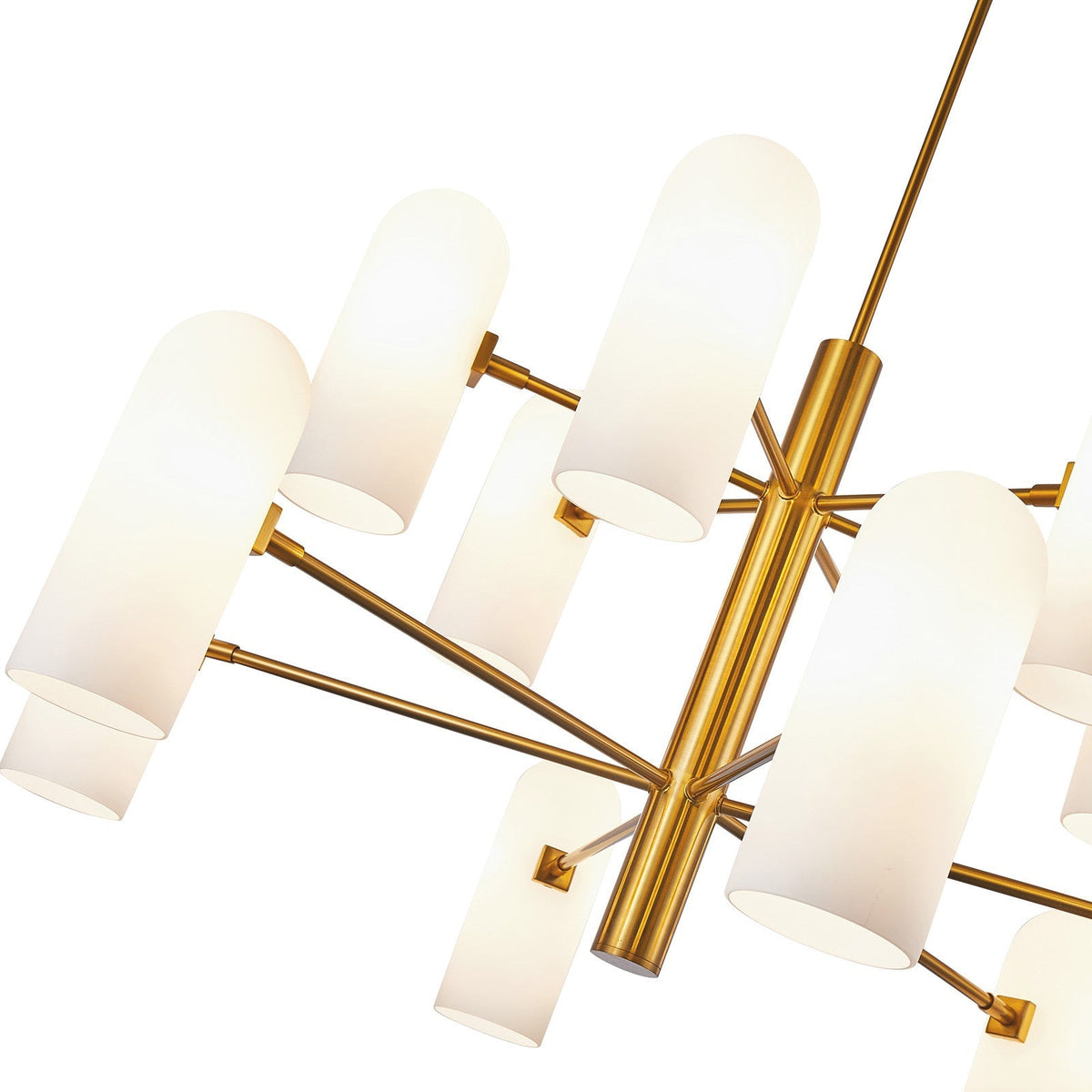 Pawson Chandelier - Brass & White Glass