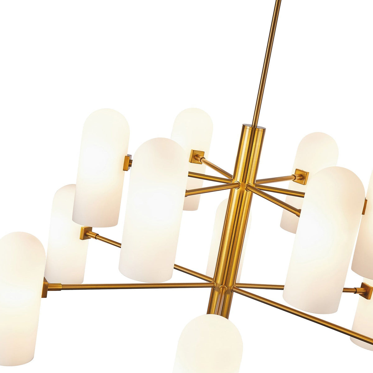 Pawson Chandelier - Brass & White Glass