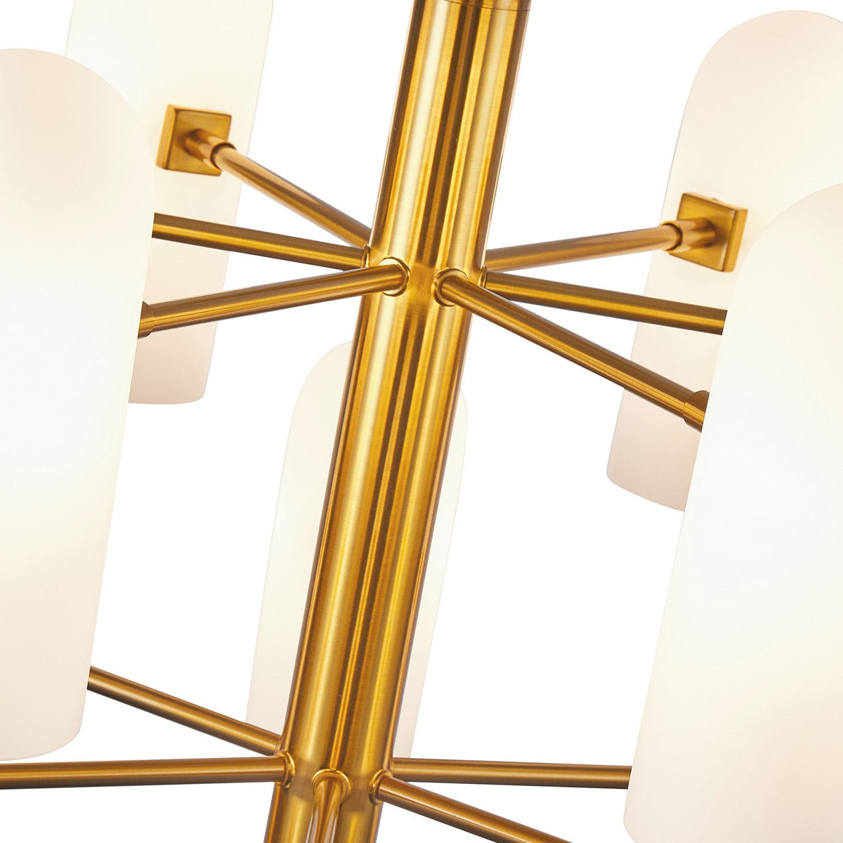 Pawson Chandelier - Brass & White Glass