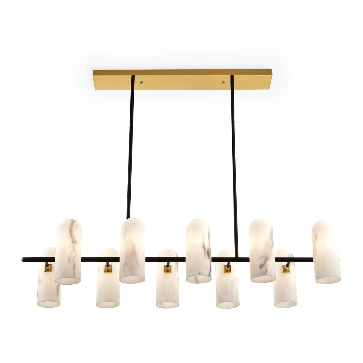 Amatti Long Chandelier - Alabaster Effect Black & Brass