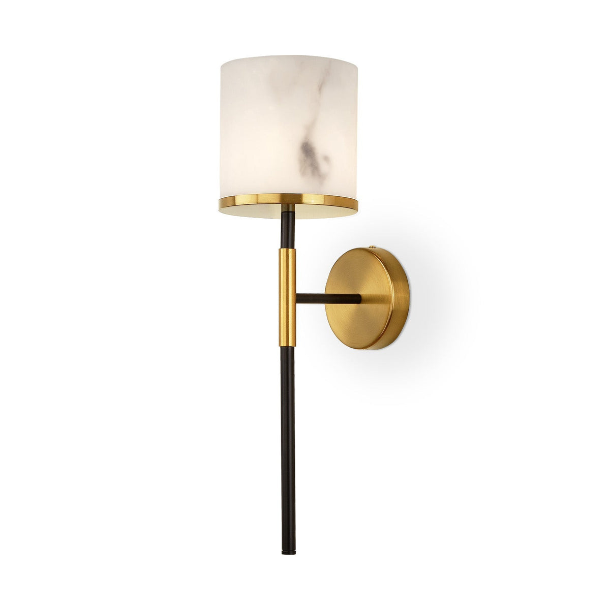 Callum Wall Light - Alabaster Effect, Brass & Black