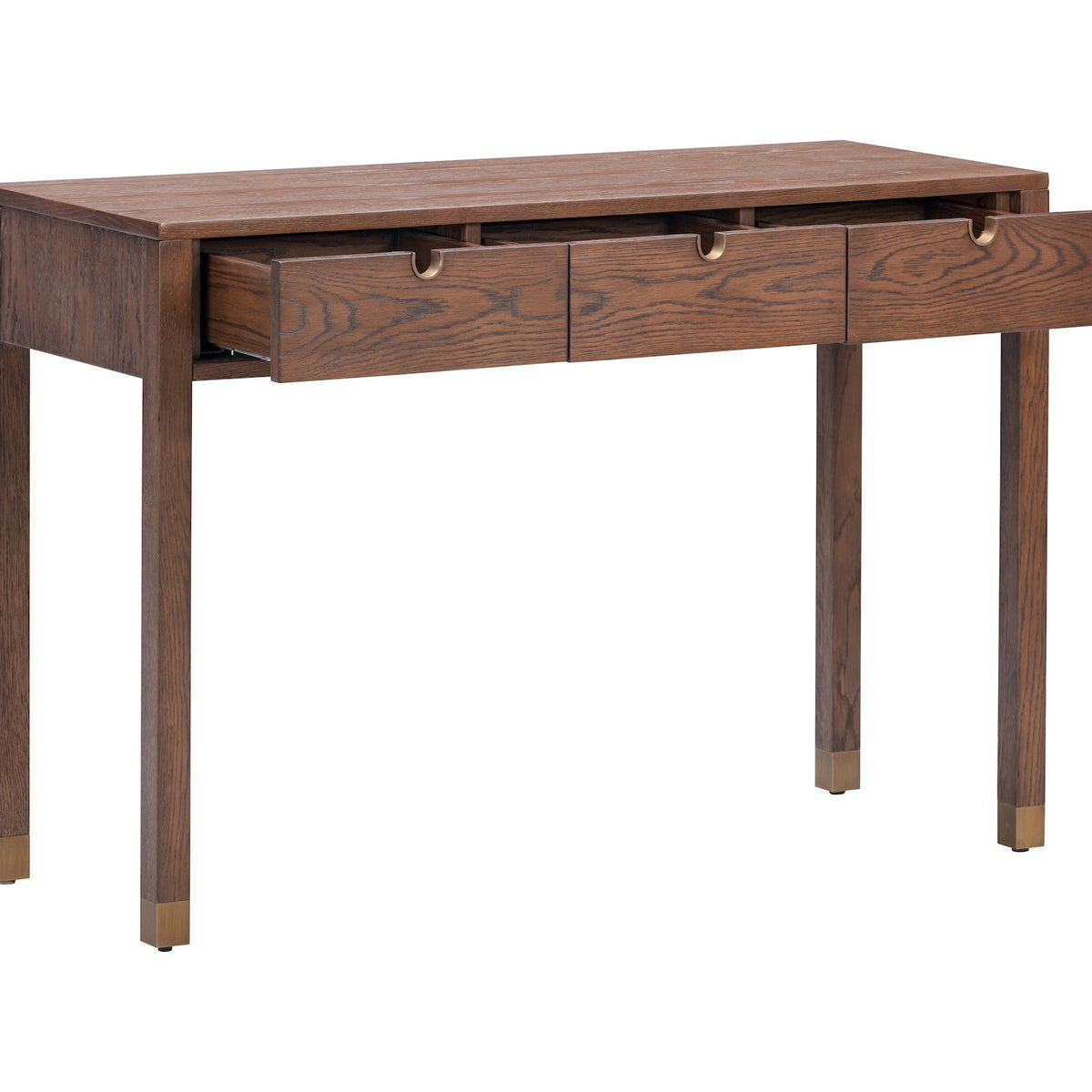 Alcudia Dressing Table - Dark Brown Oak/Antique Brass
