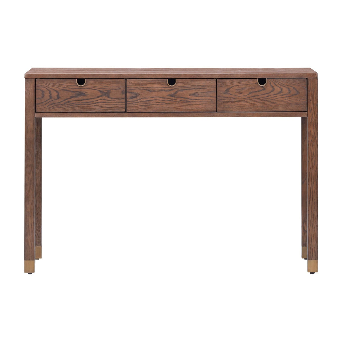 Alcudia Dressing Table - Dark Brown Oak/Antique Brass
