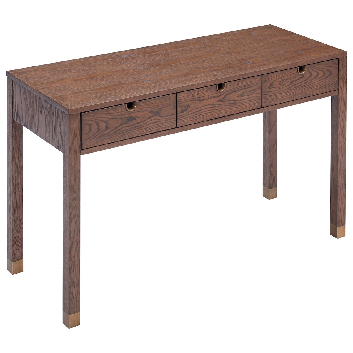 Alcudia Dressing Table - Dark Brown Oak/Antique Brass