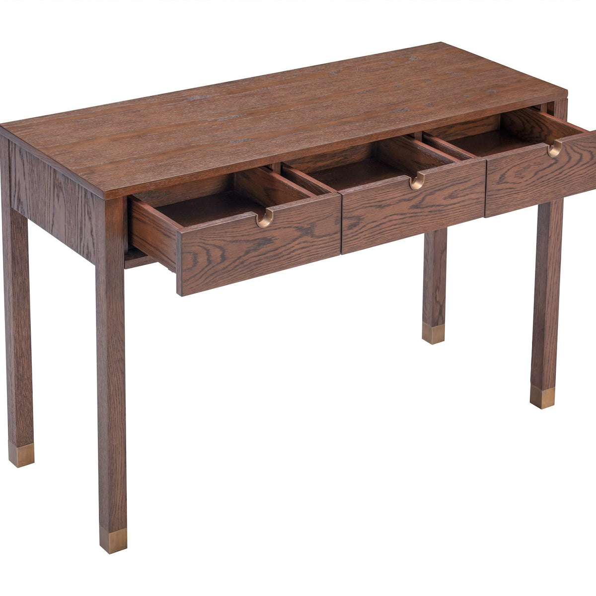 Alcudia Dressing Table - Dark Brown Oak/Antique Brass