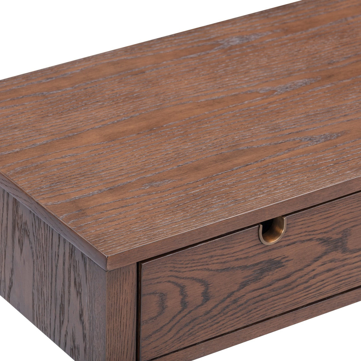 Alcudia Dressing Table - Dark Brown Oak/Antique Brass