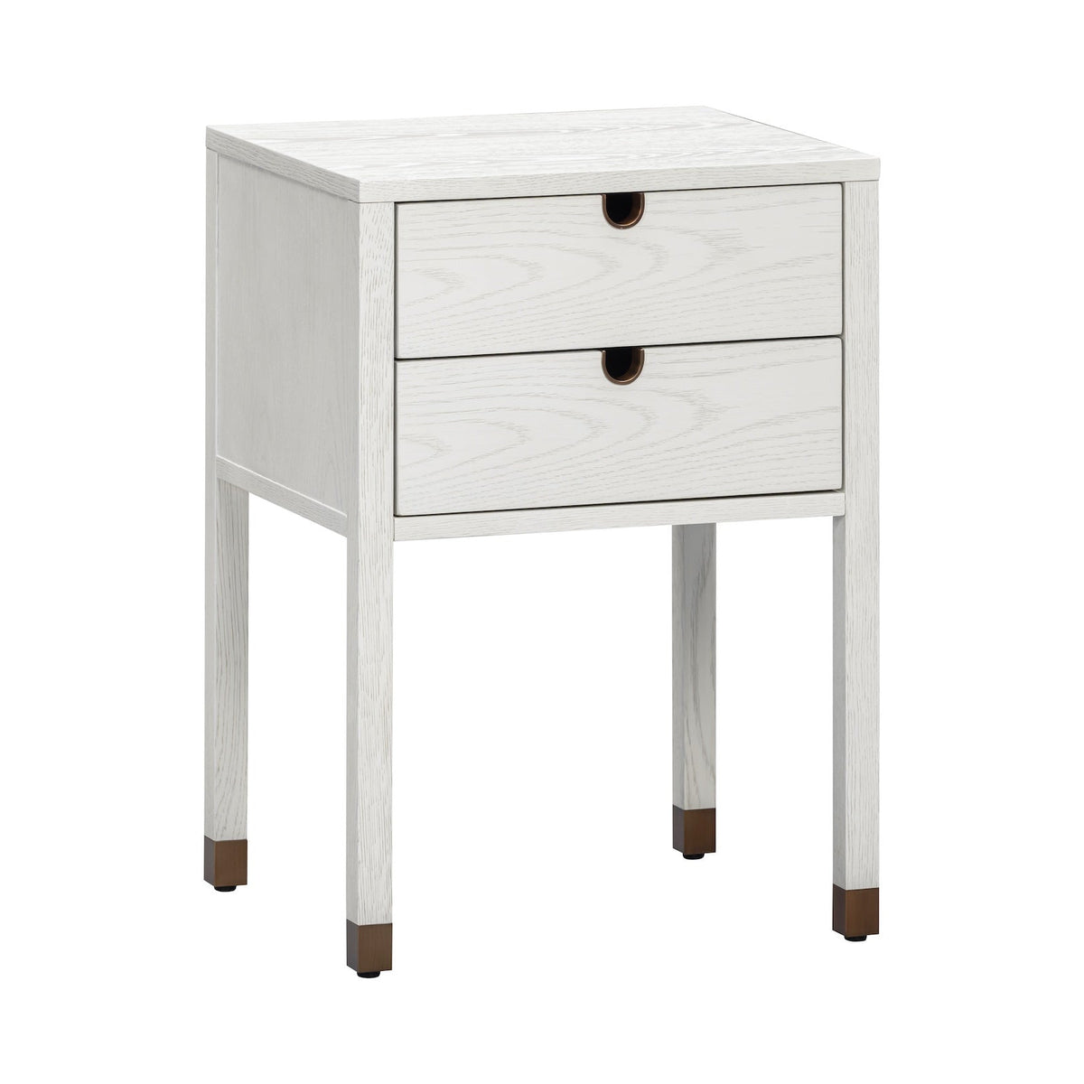 Alcudia Bedside Table - Ivory Brushed/Antique Brass