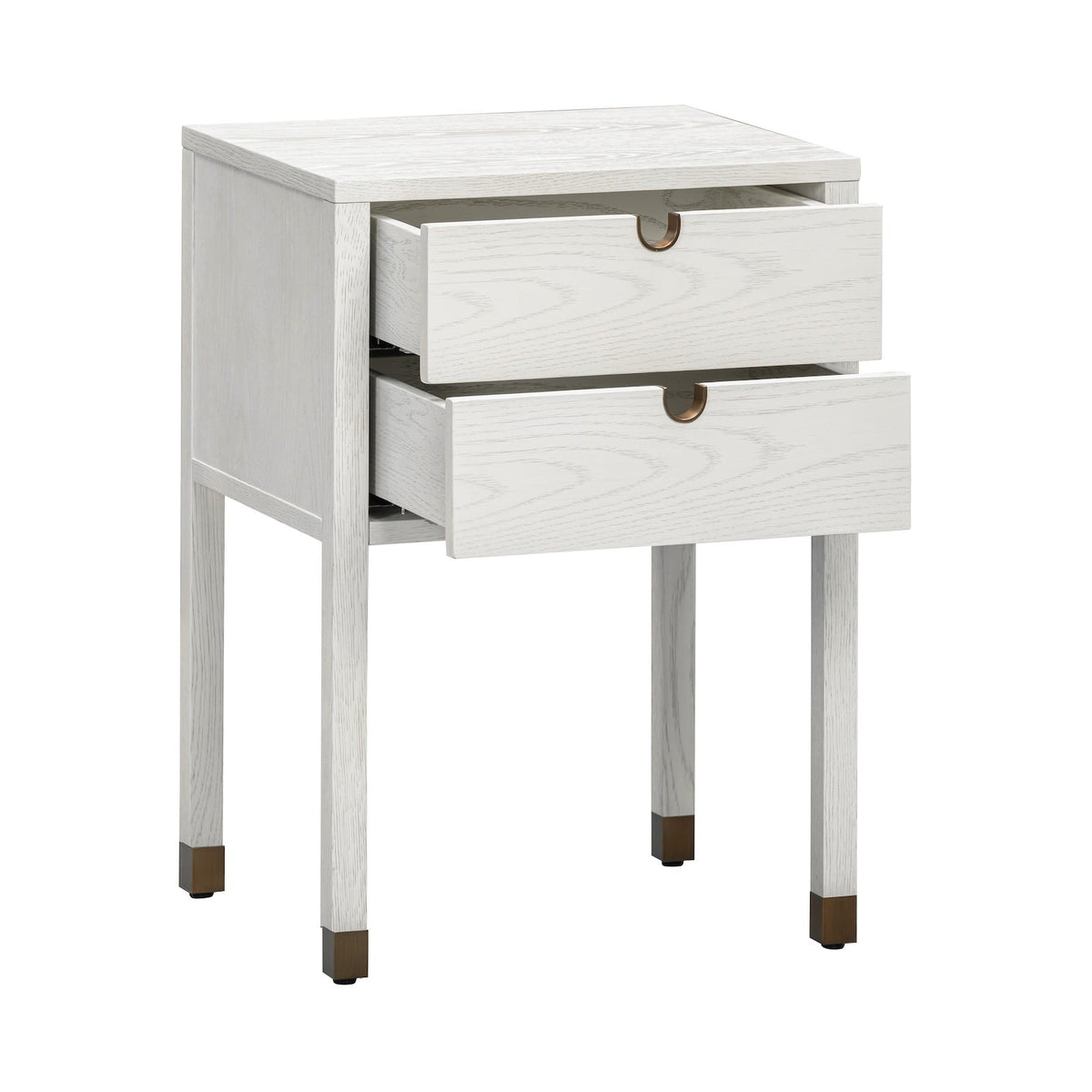 Alcudia Bedside Table - Ivory Brushed/Antique Brass