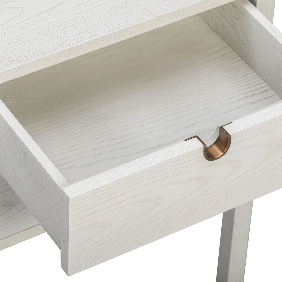 Alcudia Bedside Table - Ivory Brushed/Antique Brass