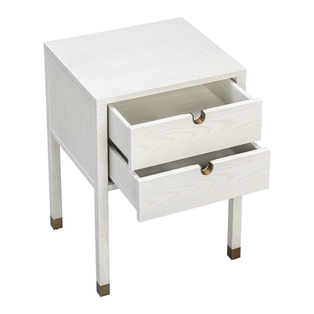 Alcudia Bedside Table - Ivory Brushed/Antique Brass