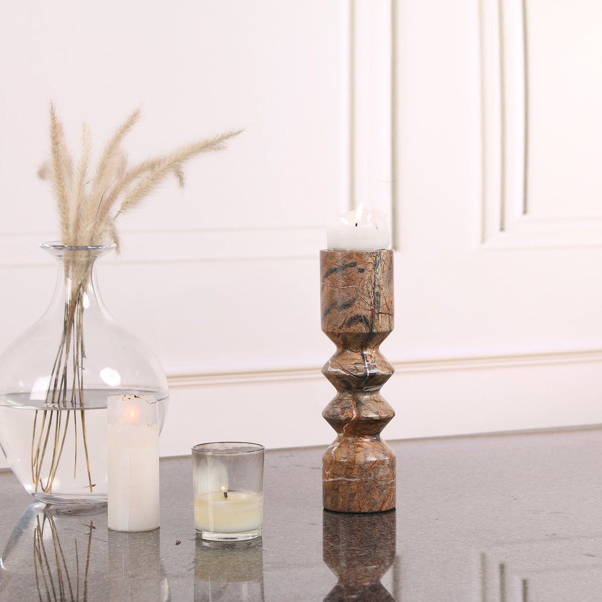 Monorro Marble Candle Holder - Coffee